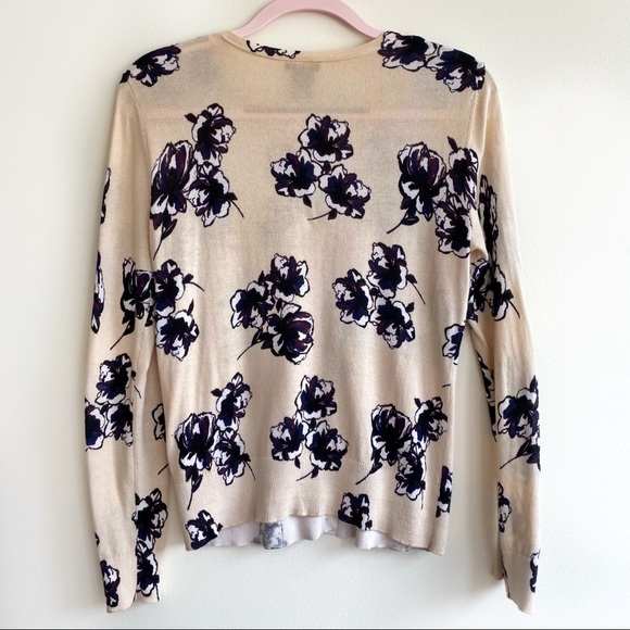 LOFT Cream Floral Cardigan - Size Medium - Picture 3 of 4